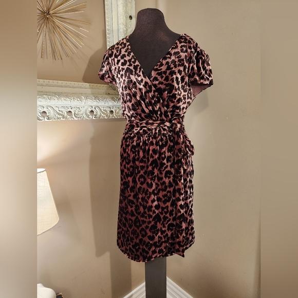 J. Crew Pink and Black Leopard Print Dress - Picture 1 of 10
